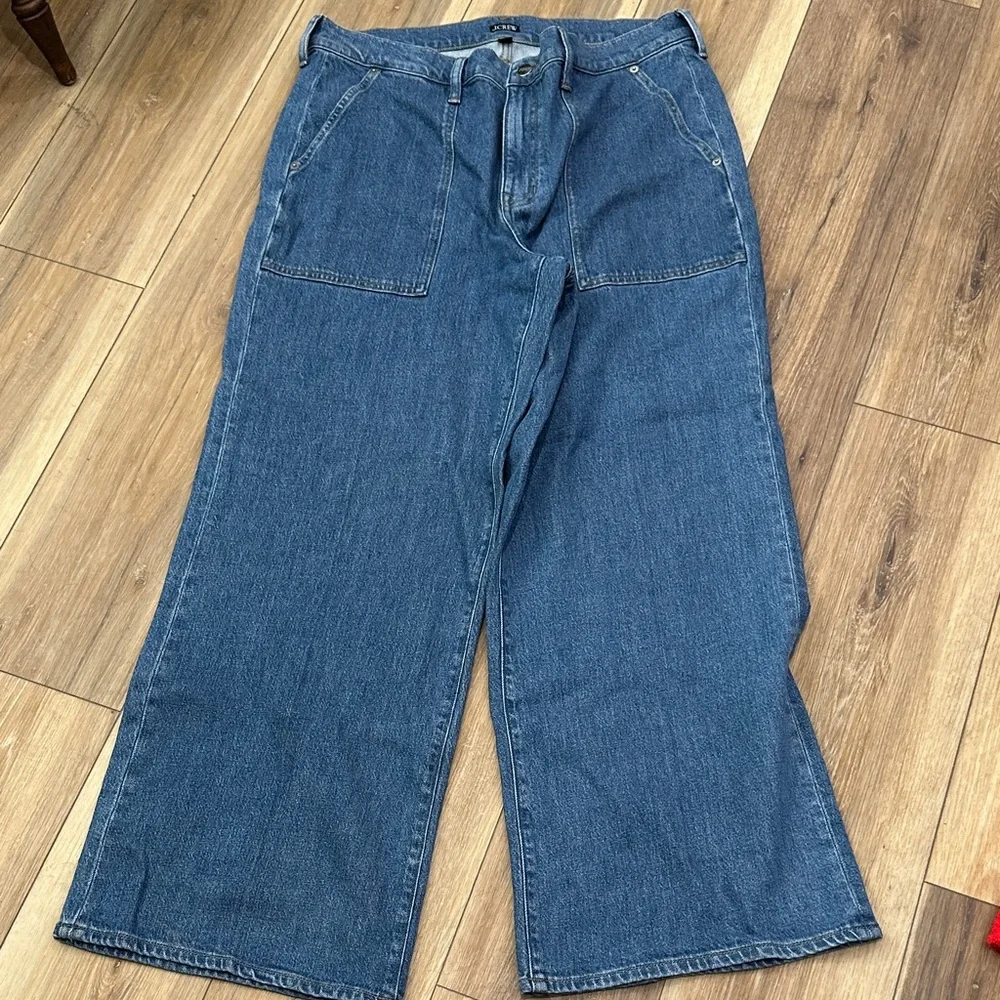 32 / 14 J. Crew Jeans never worn, no tags Camp pocket wide leg jeans blue - Picture 3 of 5